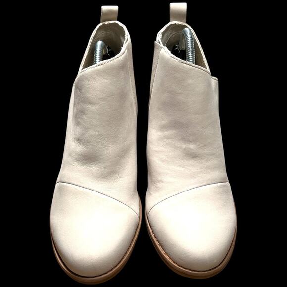 TOMS Marta Women's Size 8.5 Suede Beige Ivory Wedge Bootie Pull On Cut Out Side - Picture 2 of 15